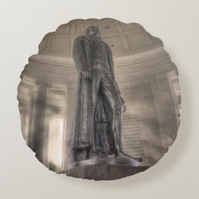 Almofada Redonda Thomas Jefferson Memorial Bronze Estátua (Frente)