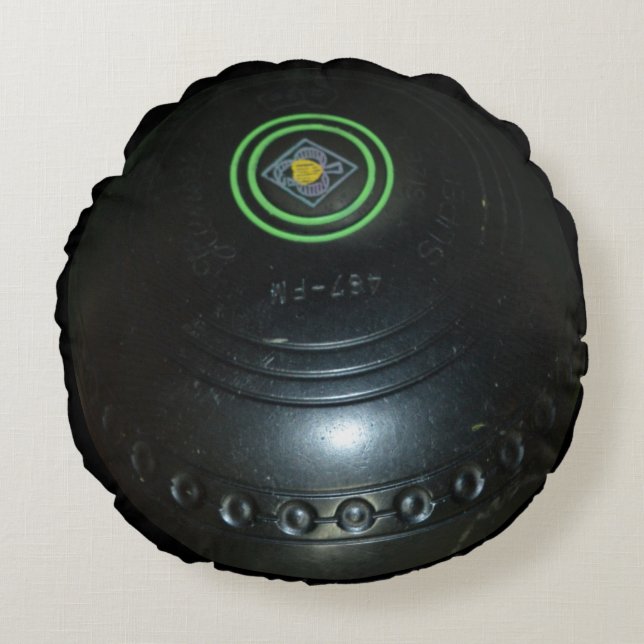 Almofada Redonda Tigela Preta do Gramado, (Frente)