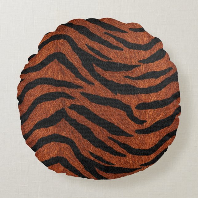 Almofada Redonda Tiger Stripe Wild Pattern (Frente)