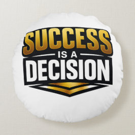 Almofada Redonda Tipografia Success Gold em Preto