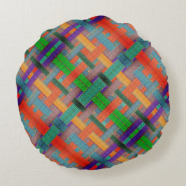 Almofada Redonda Tiras avermelhadas cruzadas de vovó, com aspecto t