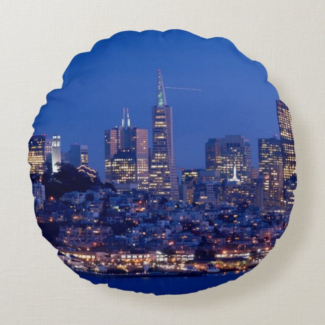 Almofada Redonda Tomado do telhado da prisão em Alcatraz (Frente)