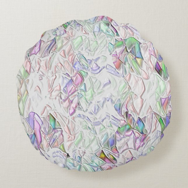 Almofada Redonda Toneladas de pérolas ou peças coloridas misturadas (Verso)