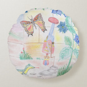 Almofada Redonda Trabalho de arte de Crianças Personalizadas, brinq