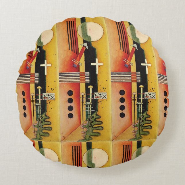 Almofada Redonda Trabalho de arte de pintura de Abstrato moderno Ka (Frente)