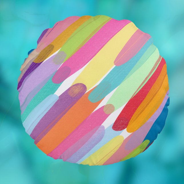 Almofada Redonda Traços de cores diagonais, pintura de Abstrato (Criador carregado)