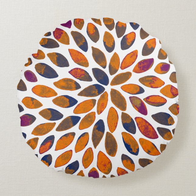 Almofada Redonda Traços de pincel de aquarela - efeito enferrujado (Frente)