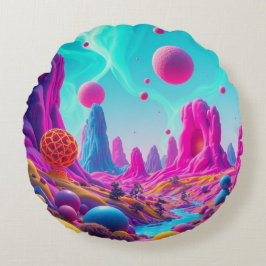 Almofada Redonda Traumplanet der Farben – Jenseits der Realität