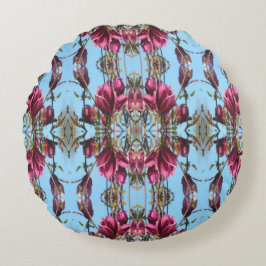 Almofada Redonda Travesseiro azul e Mauve Tulip Magnolia Round Pouf