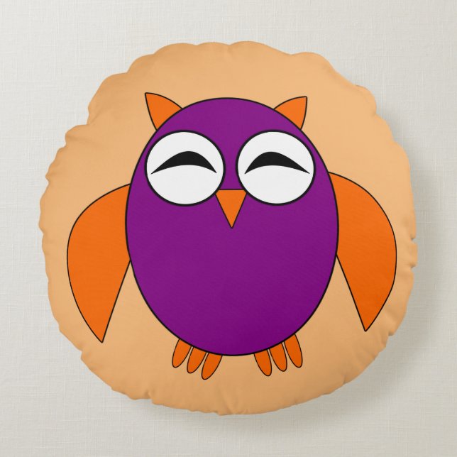 Almofada Redonda Travesseiro Bonito de Halloween Owl (Frente)