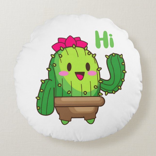 Almofada Redonda Travesseiro Cacto Sorridente – Hello Plant Design (Frente)