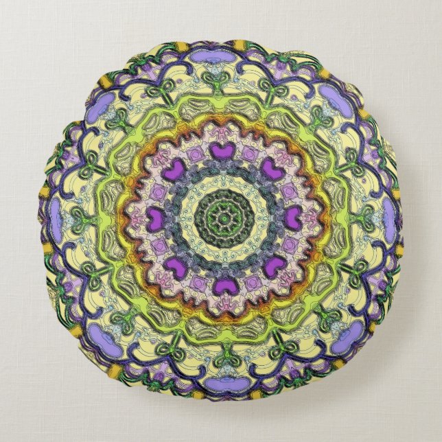 Almofada Redonda Travesseiro circular clássico e tradicional roxo a (Frente)