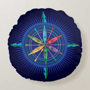 Almofada Redonda Travesseiro circular de Rosa Kayak Compass