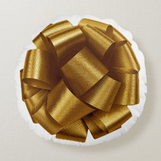 Almofada Redonda Travesseiro com Laço Dourado