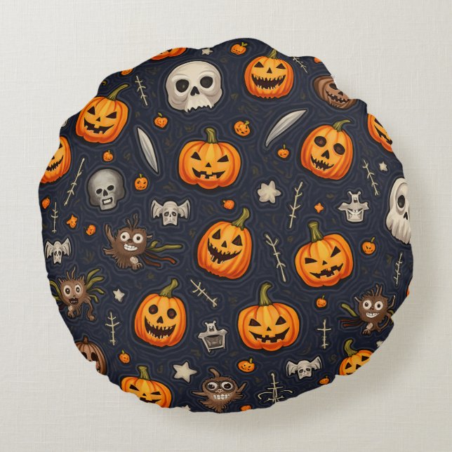 Almofada Redonda Travesseiro Cushion Halloween (Verso)