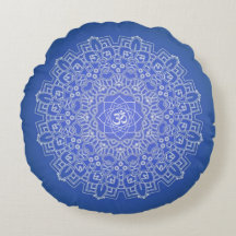 Travesseiro Da Medalha Cobalt Blue Om Mandala