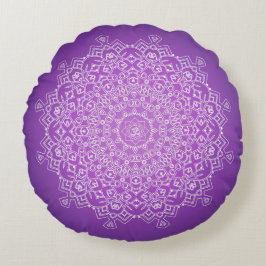 Almofada Redonda Travesseiro Da Meditação Violet Om Mandala