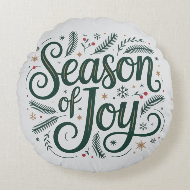 Almofada Redonda Travesseiro das Crianças de Natal | Decoração de F (Frente)