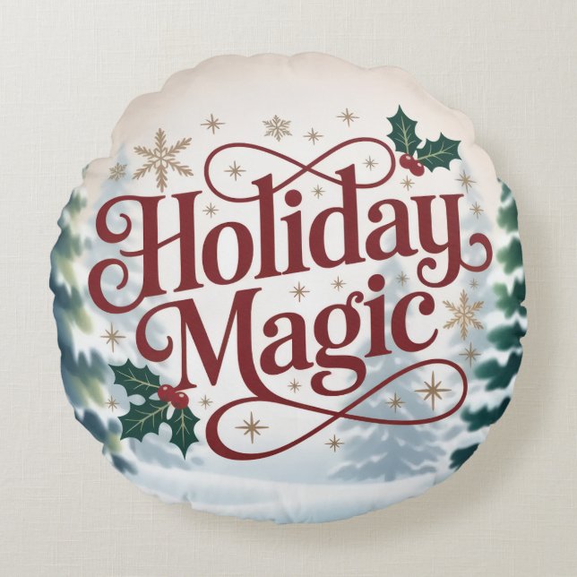 Almofada Redonda Travesseiro das Crianças de Natal | Decoração de F (Frente)