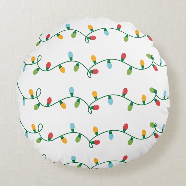 Almofada Redonda Travesseiro das Luzes de Natal #HolidayZ (Frente)