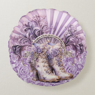 Almofada Redonda Travesseiro de algodão com ventilador Lilac Steamp
