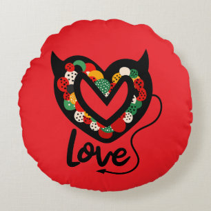 Almofada Redonda Travesseiro de amor devilístico e bonito Travessei