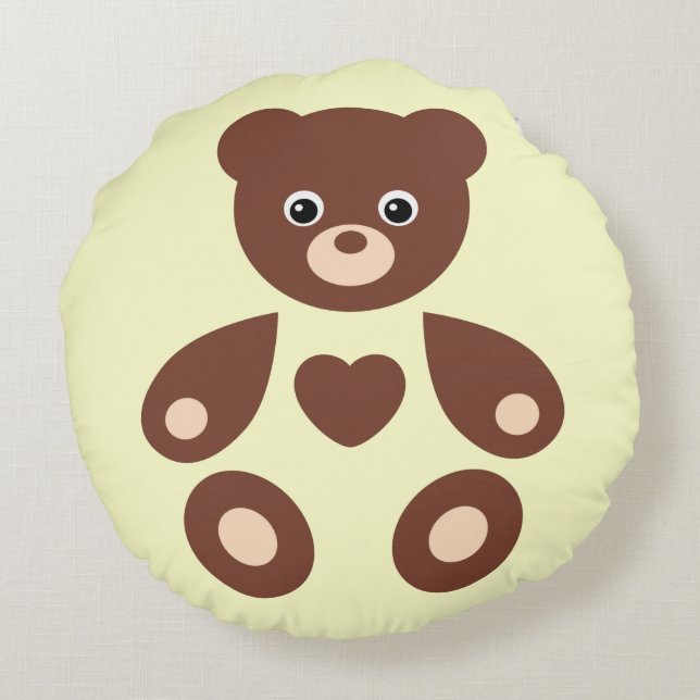 Almofada Redonda Travesseiro de Bebê com Monograma do Urso Teddy Am (Verso)