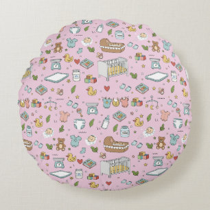 Almofada Redonda Travesseiro de berçário de urso de pelúcia pastel