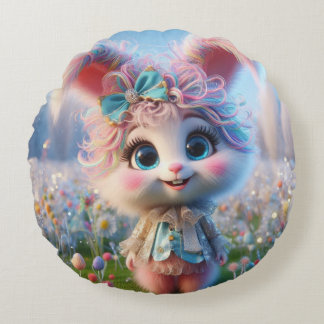 Almofada Redonda Travesseiro de Bunny Inverno