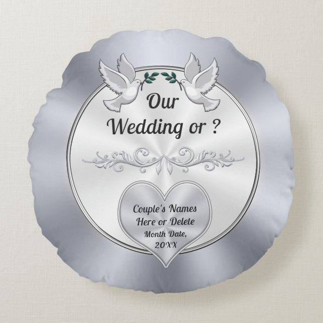 Almofada Redonda Travesseiro de Casamento Personalizado, Travesseir (Frente)