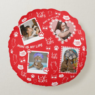 Almofada Redonda Travesseiro de Cat Personalizado com Fotos de Rost