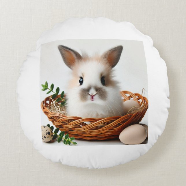 Almofada Redonda Travesseiro de coelhinho bonito, de dois lados (Frente)