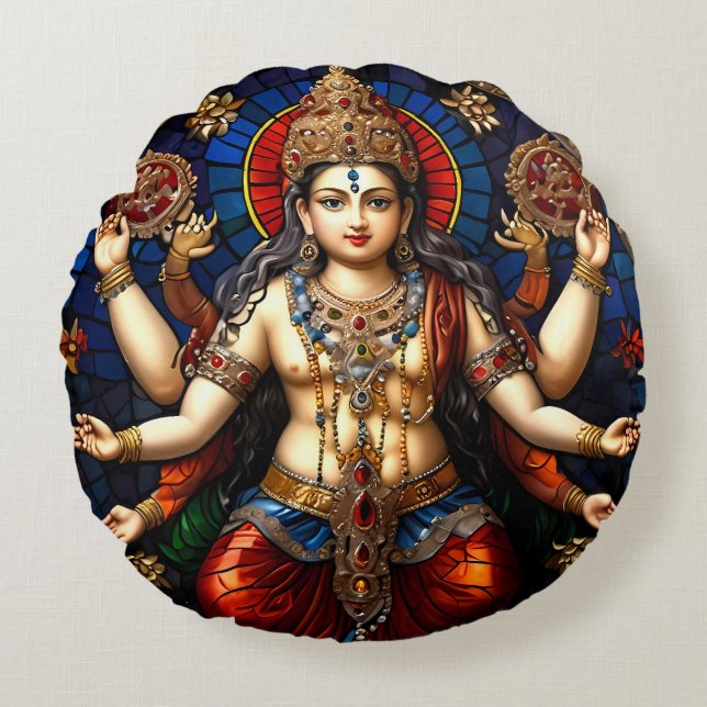 Almofada Redonda Travesseiro de Cushion do Elefante Azul Cute Ganes (Frente)