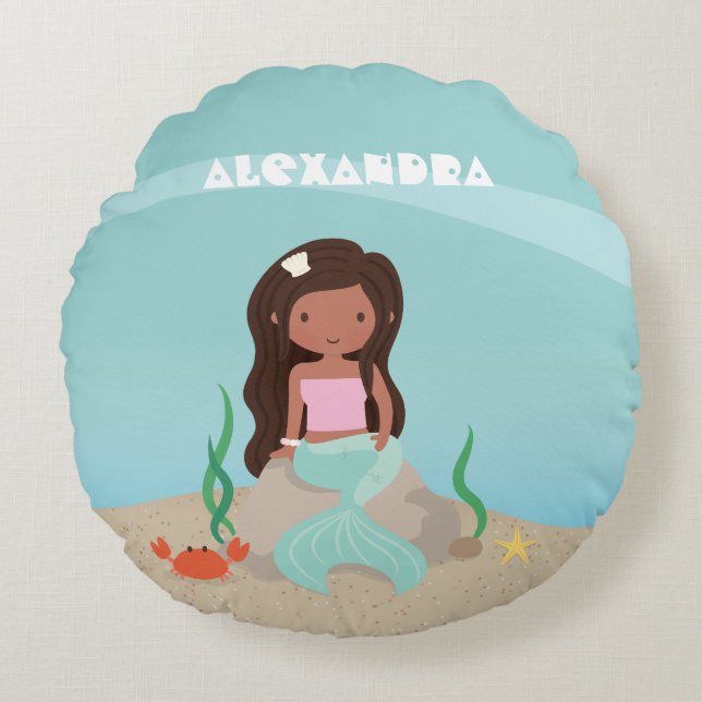 Almofada Redonda Travesseiro de Decoração da Sala de Sereias da Amé (Frente)