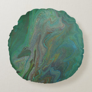Almofada Redonda Travesseiro de Ênfase Verde Profundo de Fluido Jad