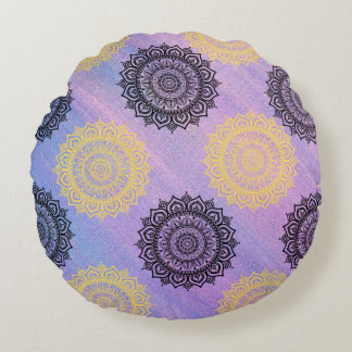 Almofada Redonda Travesseiro de flores amarelas e pretas redondas
