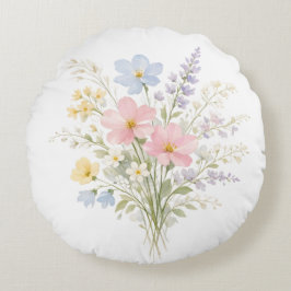 Almofada Redonda Travesseiro de Flores Suaves Decoração Floral Prim