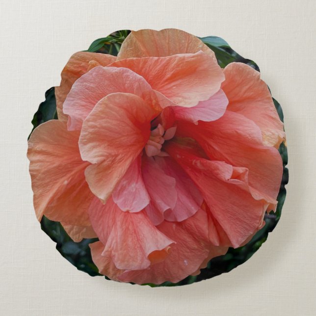 Almofada Redonda Travesseiro de Foto de Flor Laranja (Frente)