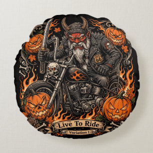 Almofada Redonda Travesseiro de Halloween de Oni Samurai Motociclis