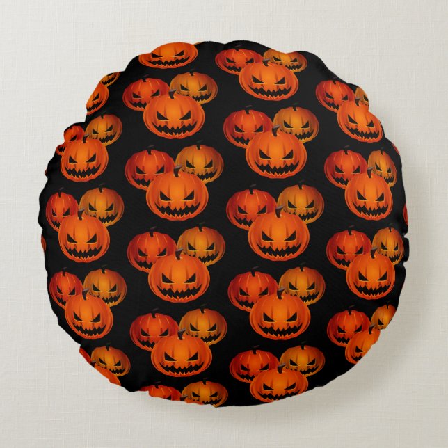 Almofada Redonda Travesseiro de Halloween Scary Pumpkins (Frente)