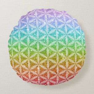 Almofada Redonda Travesseiro de Meditação Flor da Vida Mandala Chak