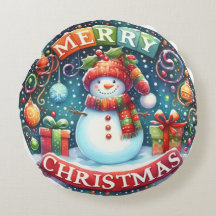 Travesseiro de Natal Colorida Snowman & Ornaments