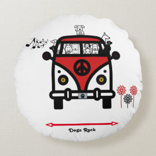 Almofada Redonda Travesseiro de Ônibus Hippie Rock