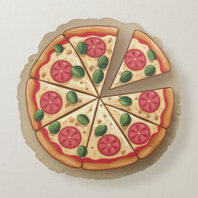 Almofada Redonda Travesseiro De Pizza De Pepperoni Redonda Com Rece (Frente)