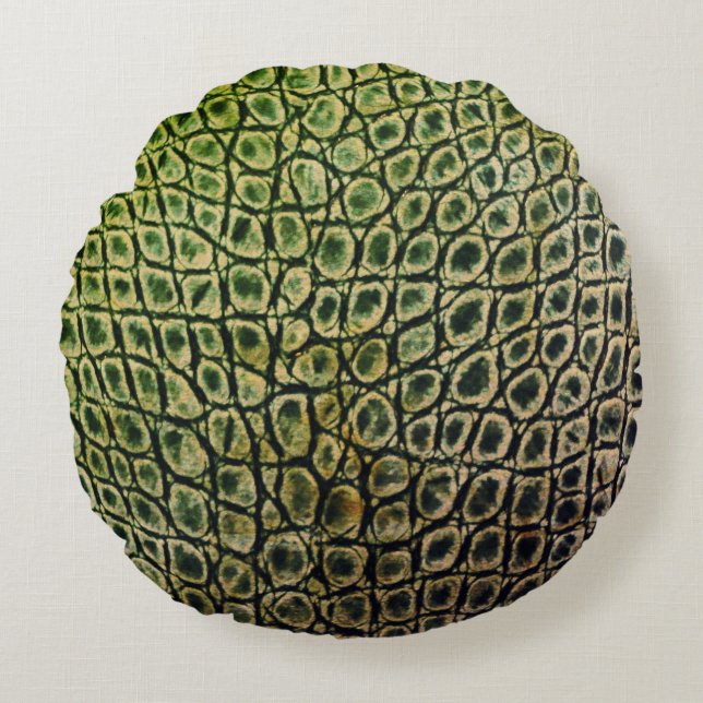 ALMOFADA REDONDA TRAVESSEIRO DE REDES DO GATOR DE MADEIRA OLIVADA (Frente)