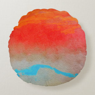 Almofada Redonda Travesseiro decorativo Abstrato Sunset Oceano