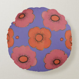 Almofada Redonda Travesseiro decorativo Afro Poppies