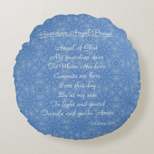 Almofada Redonda Travesseiro decorativo Azul de Prece do Anjo do Gu