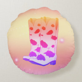 Almofada Redonda Travesseiro Decorativo Boot Scoot (Rosa)