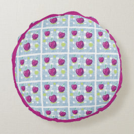 Almofada Redonda Travesseiro decorativo CheRry Xadrez Azul